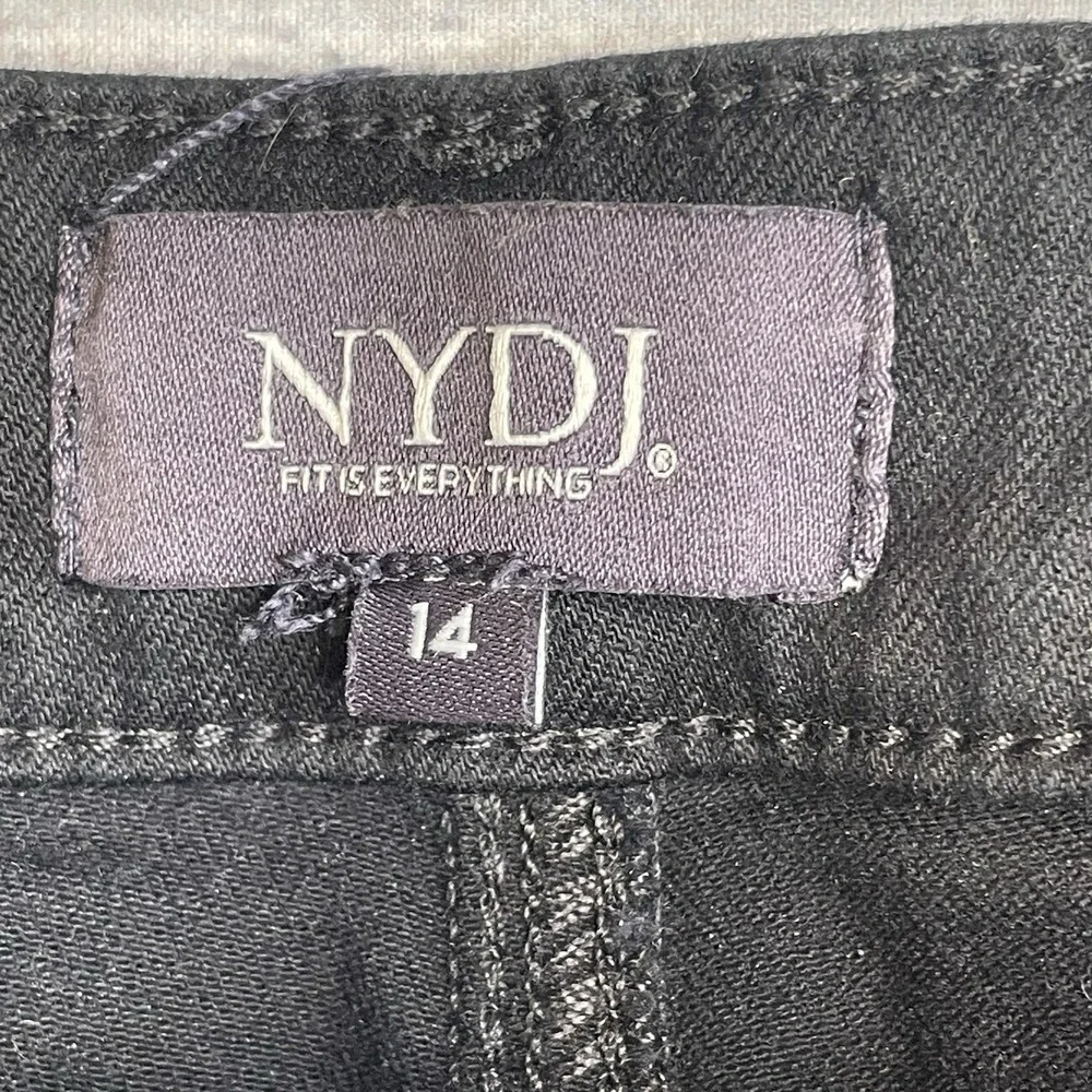 NYDJ Bailey Relaxed Jeans 14 Stretch Black Straight Leg Lift Tuck Ankle Jeans - Picture 9 of 16